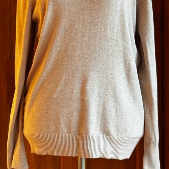 Joseph A Tan Turtleneck Top/Button Accent Sleeve, L, EUC - Picture 2 of 13
